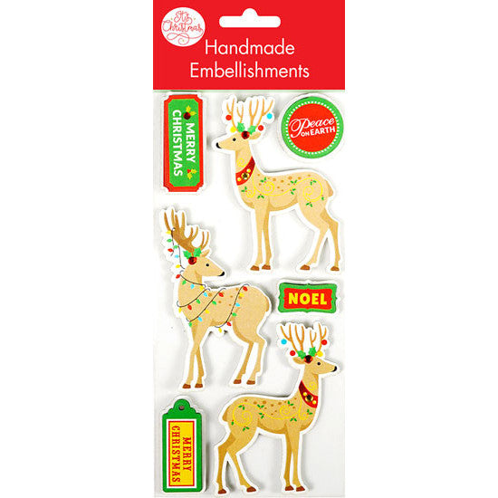 Foil Reindeer Christmas Embellishments 7pk
