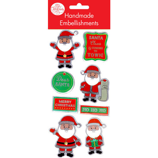 Foil Santa Christmas Embellishments 8pk