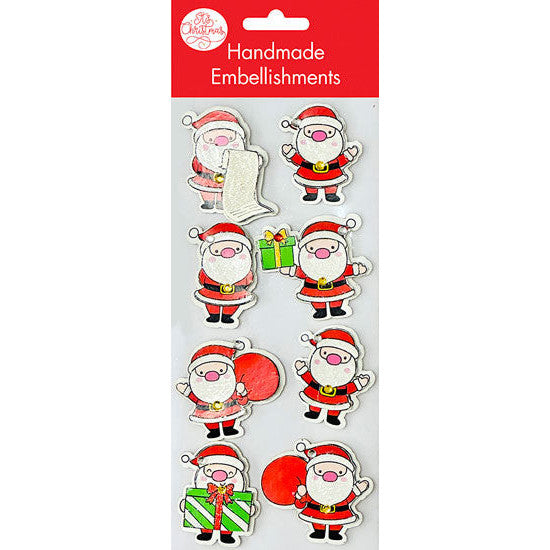 Glitter Santa Embellishments 8pk