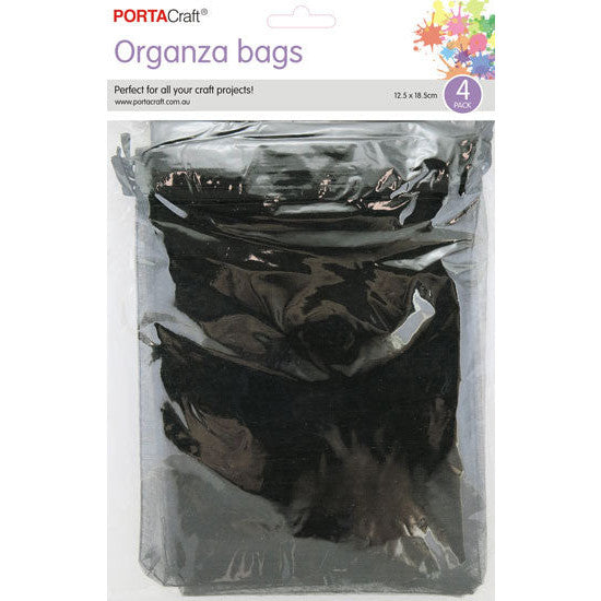 Porta Craft Organza Bags  4pk - Black