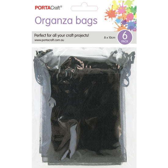 Porta Craft Organza Bags  6pk - Black
