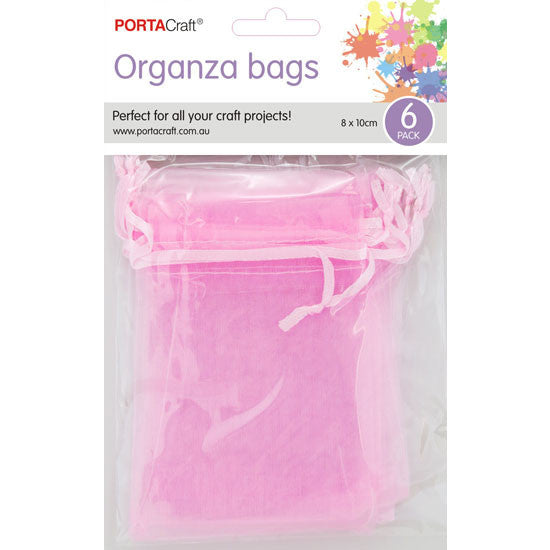 Porta Craft Organza Bags  6pk - Baby Pink
