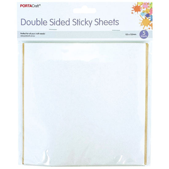 Porta Craft Double Sided Sticky Sheets - 153x153mm 5pk
