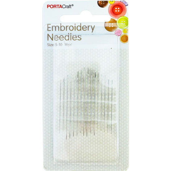 Porta Craft Embroidery Needles Sizes 5-10 16pk