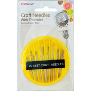 Porta Craft Assorted Metal Craft Needles with Threader 25pk