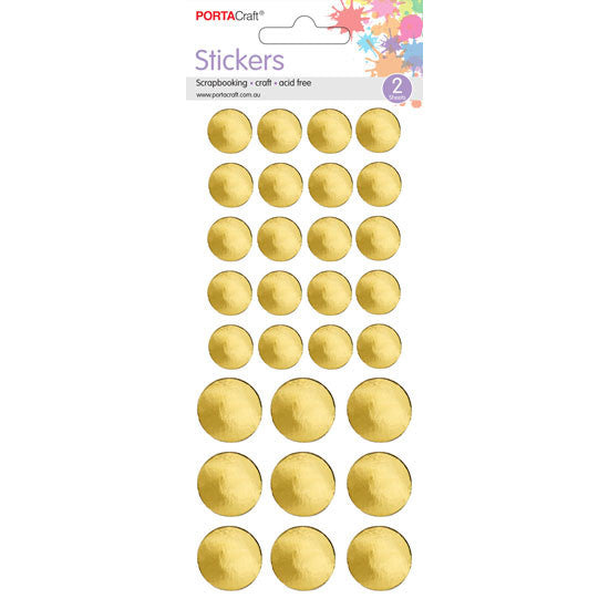 Porta Craft Gold Foil Dot Stickers - 2 Sheets