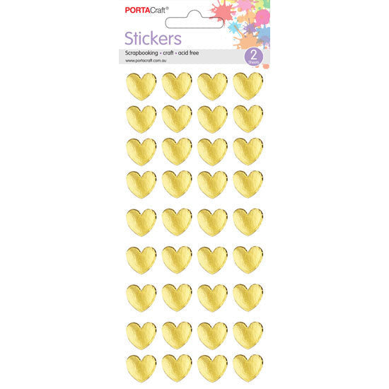 Porta Craft Gold Foil Heart Stickers - 2 Sheets