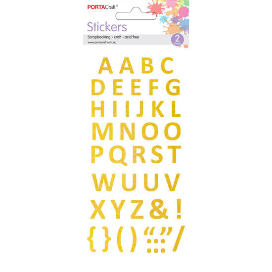 Porta Craft Gold Foil Alphabet Stickers - 2 Sheets