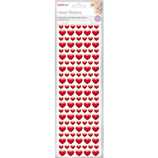 Porta Craft Puffy Heart Stickers 132pk