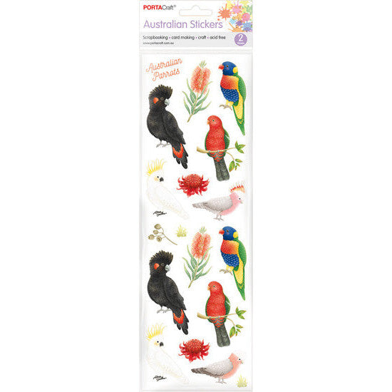 Porta Craft Aussie Parrot Stickers - 2 Sheets