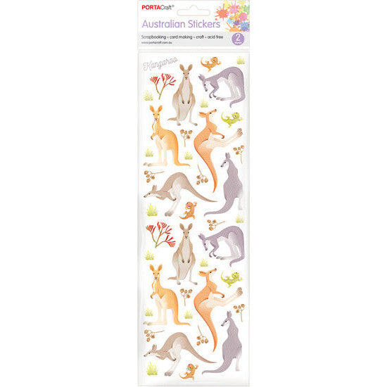 Porta Craft Aussie Kangaroo Stickers - 2 Sheets