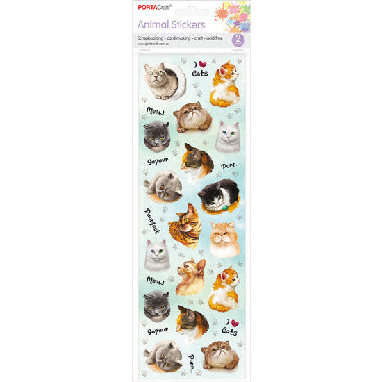 Porta Craft Cat Animal Stickers - 2 Sheets