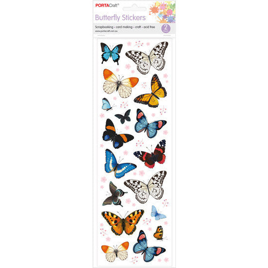 Porta Craft Colourful Butterfly Stickers - 2 Sheets