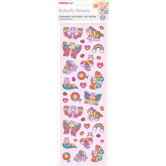 Porta Craft Butterfly Flutter Stickers - 2 Sheets