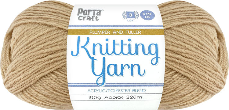 Knitting Yarn 100g 220m 8ply Solid Caramilk