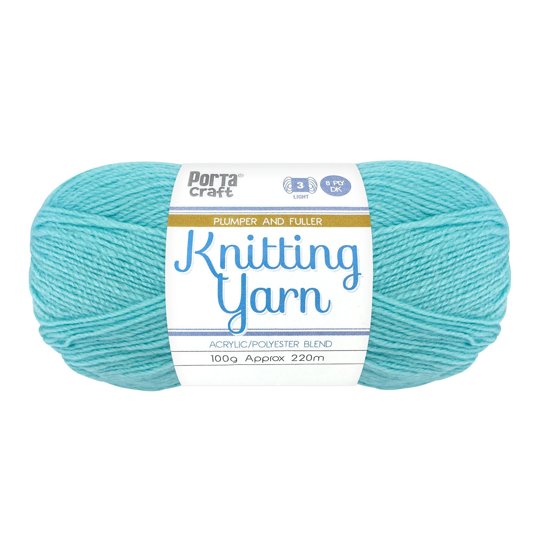 Knitting Yarn 100g 220m 8ply Solid Arctic Blue