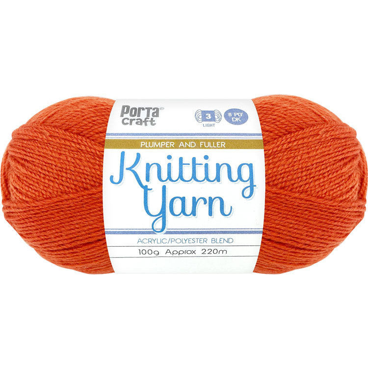 Knitting Yarn 100g 220m 8ply Solid Burnt Orange