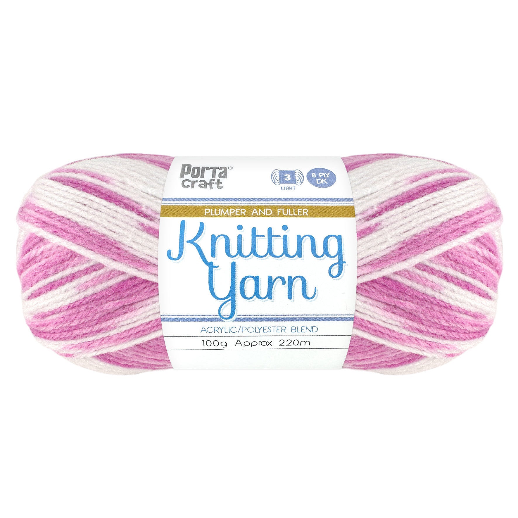 Knitting Yarn 100g 220m 8ply Multi Berries N Cream