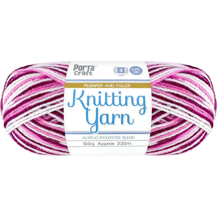 Knitting Yarn 100g 220m 8ply Multi Very Berry