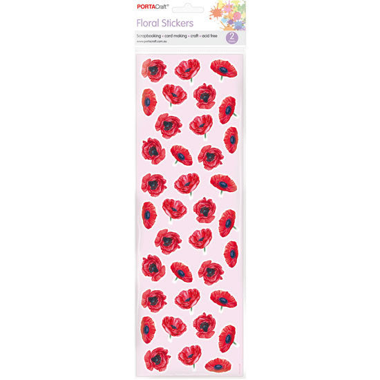Porta Craft Poppy Floral Stickers - 2 Sheets