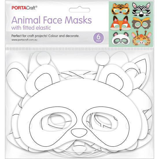 Cardstock Eye Masks Animals 15x21cm 6pk