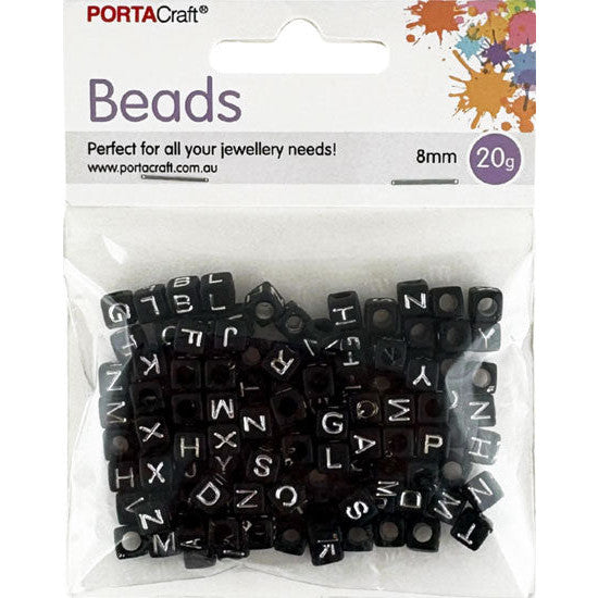Porta Craft Black Alphabet Beads Silver Letters