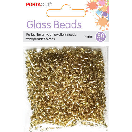Glass Beads 4mm 50g - Gold