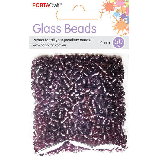 Glass Beads 4mm 50g - Plum
