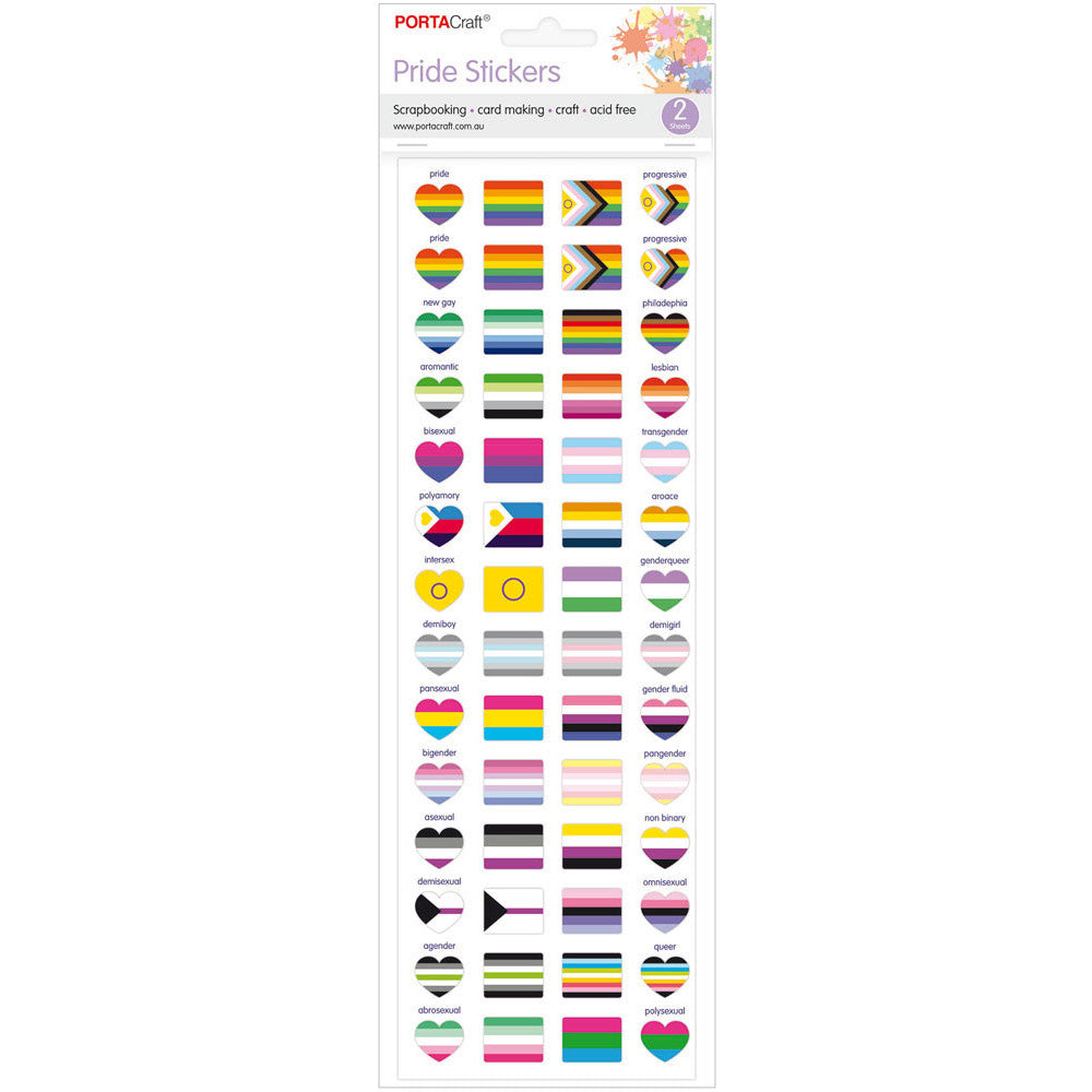 Porta Craft Pride Flag Stickers - 2 Sheets
