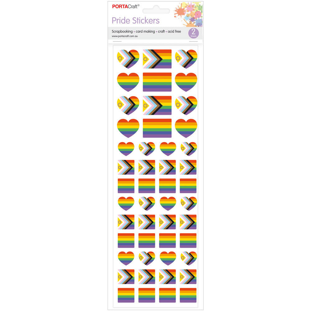 Porta Craft Rainbow Pride Flag Stickers - 2 Sheets