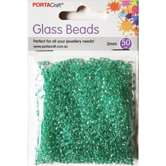 Glass Beads 3mm 50g - Aqua