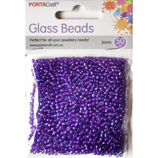 Glass Beads 3mm 50g - Purple