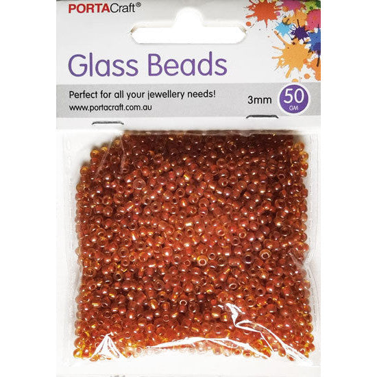 Glass Beads 3mm 50g - Burnt Orange