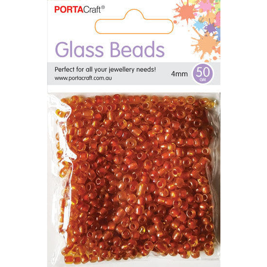 Glass Beads 3mm 50g - Burnt Orange