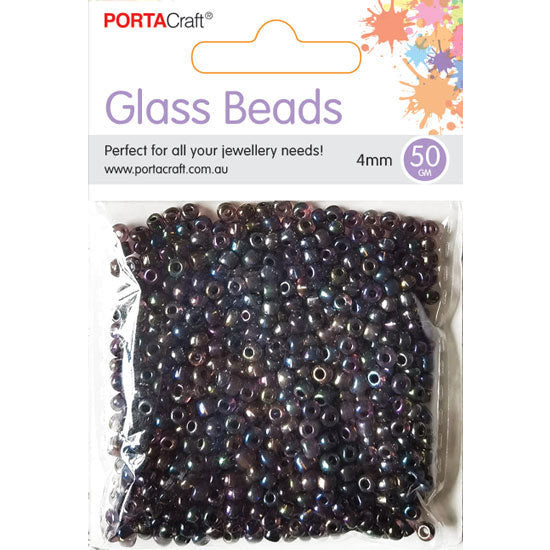 Glass Beads 3mm 50g - Rainbow Grey
