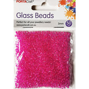 Glass Beads 3mm 50g - Deep Pink