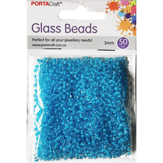 Glass Beads 3mm 50g - Blue