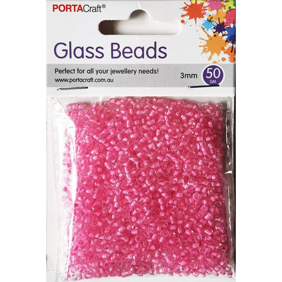 Glass Beads 3mm 50g - Light Pink