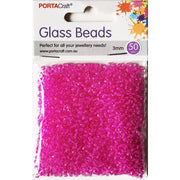Glass Beads 3mm 50g - Hibiscus Pink