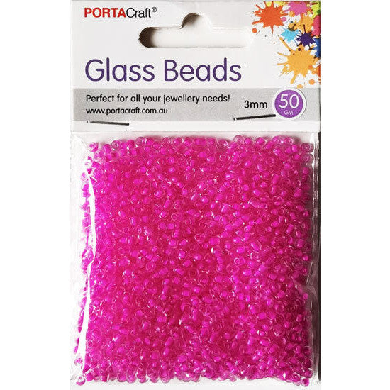 Glass Beads 3mm 50g - Hibiscus Pink