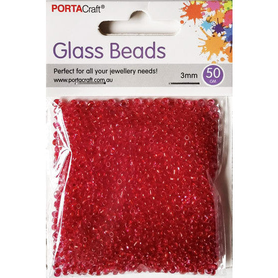 Glass Beads 3mm 50g - Ruby
