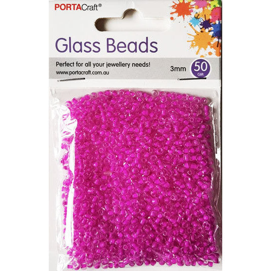 Glass Beads 3mm 50g - Rose Pink