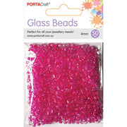 Glass Beads 4mm 50g - Deep Pink