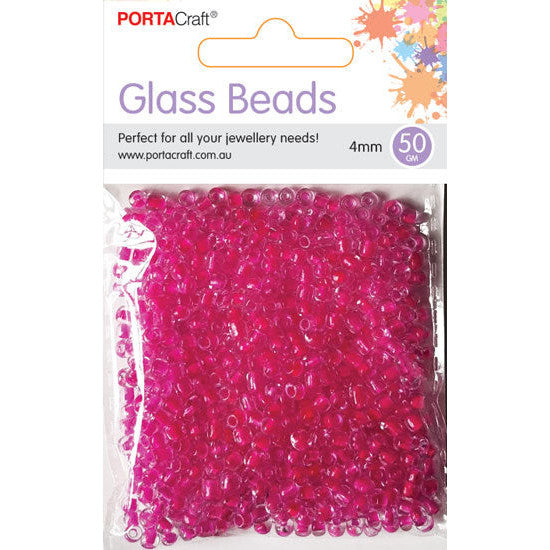 Glass Beads 4mm 50g - Deep Pink