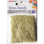 Pearl Glass Beads 3mm 50g - Cream