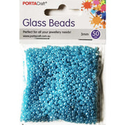 Pearl Glass Beads 3mm 50g - Light Blue