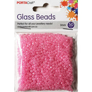 Pearl Glass Beads 3mm 50g - Pink