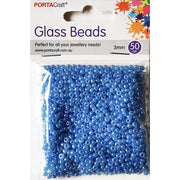 Pearl Glass Beads 3mm 50g - Blue