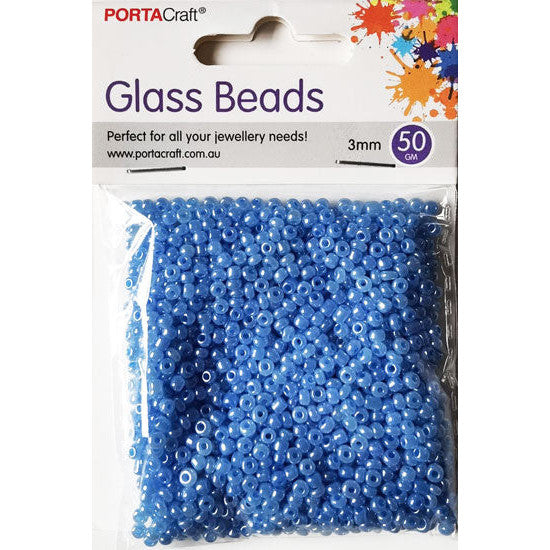 Pearl Glass Beads 3mm 50g - Blue
