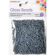 Pearl Glass Beads 3mm 50g - Silver